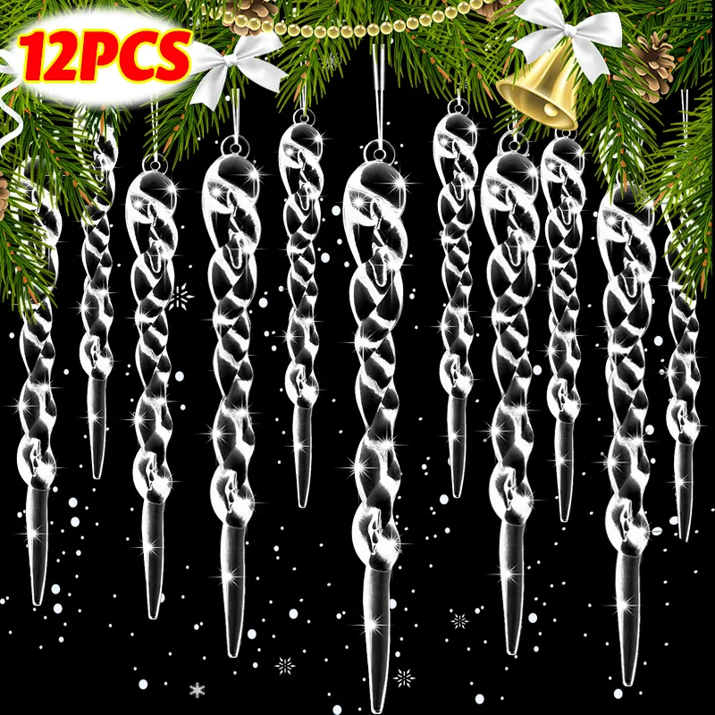 Crystal Clear Snowflake Hanging Ornaments Christmas Tree Pendants Icicle Decorations for DIY Xmas Wedding Party Ornament