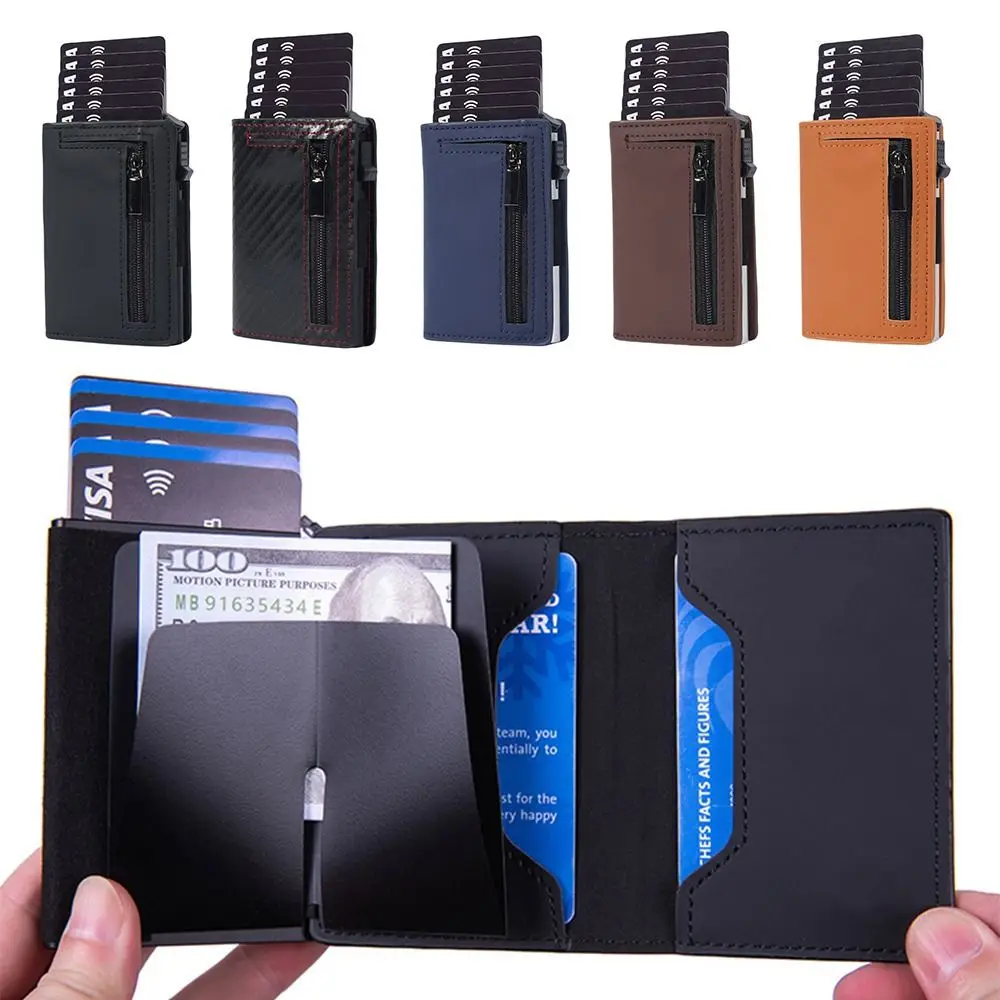 

Slot Men's Card Bag Rfid Blocking Leather Credit Card Holder Practical Minimalist Bank Cardholder Case