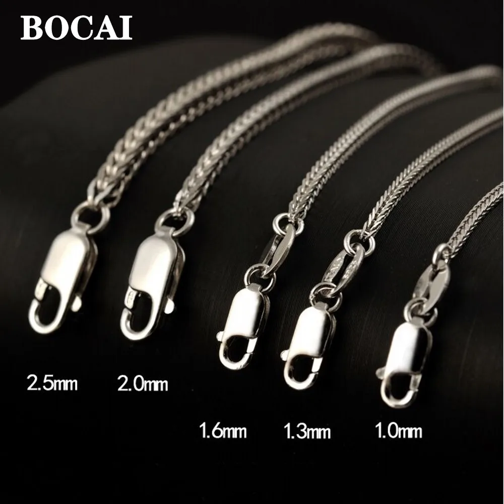 BOCAI Real S925 Sterling Silver Platinum Plated Chopin Chain Solid Men's Necklace Sweater Chain Beautiful Gifts