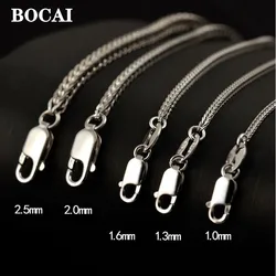 BOCAI Real S925 Sterling Silver Platinum Plated Chopin Chain Solid Necklace Sweater Chain Beautiful Gifts Fine Choice Jewelry