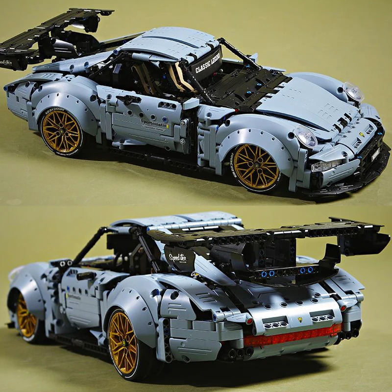 2258PCS Technical 911RWB Hella Flush Speed Sports Car Building Blocks RSR Racing Vehicle Bricks Toys Gifts For Boys Adult Blue