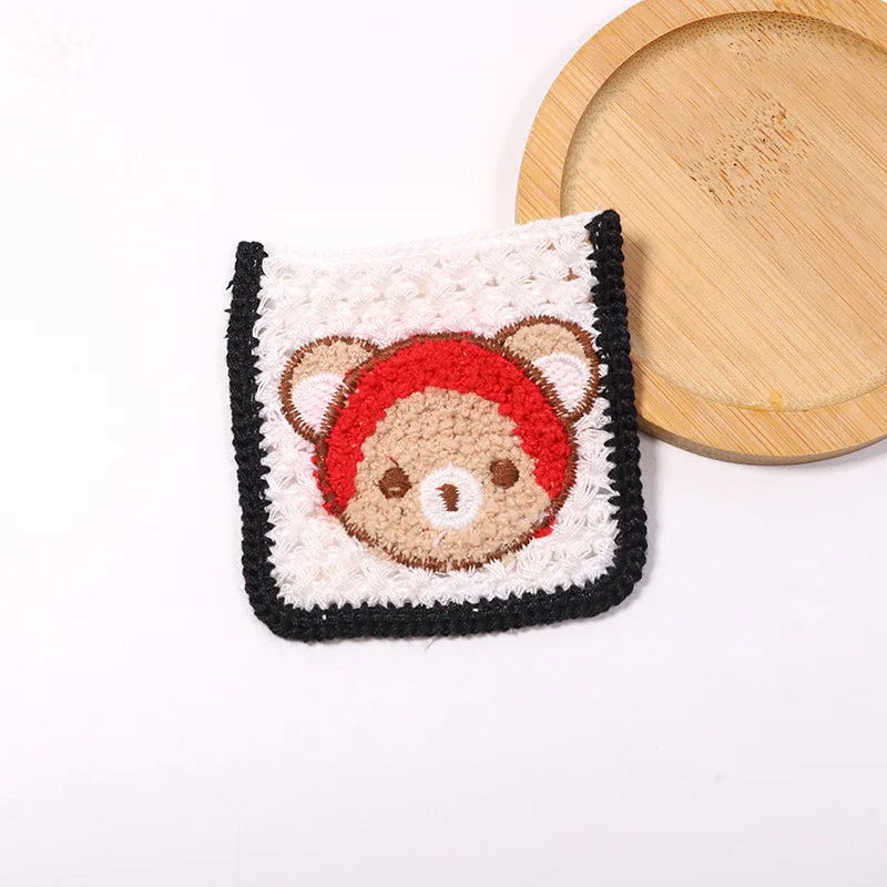 Pegatinas de tela de cabeza de oso de bolsillo de dibujos animados, accesorios decorativos de puente DIY, accesorios de ropa, parche bordado, pegatina, 4 piezas, nuevo