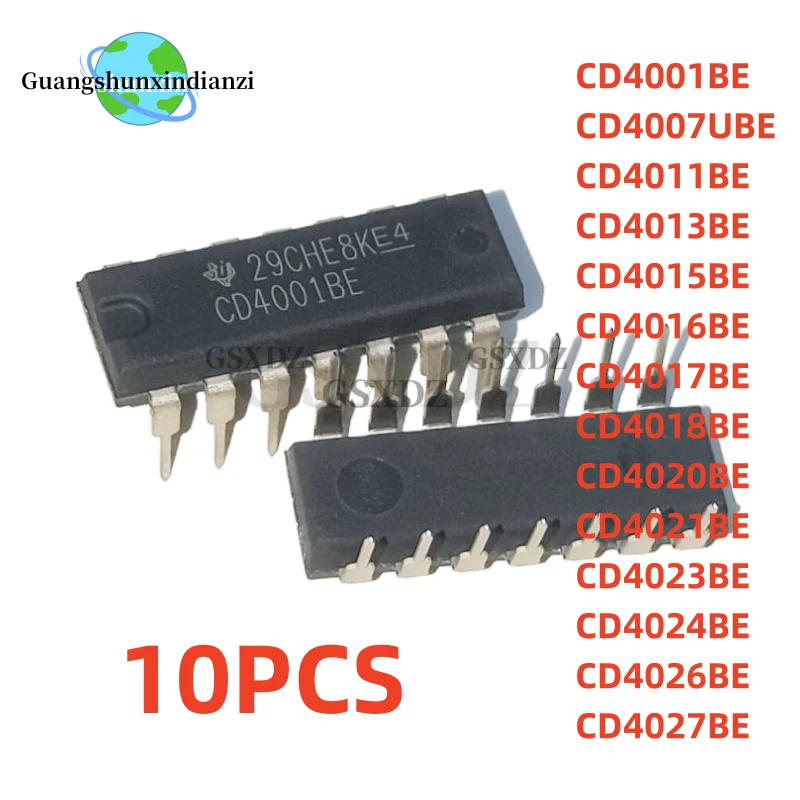 10PCS CD4001BE CD4007 DIP14 CD4011 CD4013BE CD4015BE CD4016BE CD4017 CD4018BE CD4020 DIP-16 CD4021 CD4023 CD4024 CD4026BE CD4027