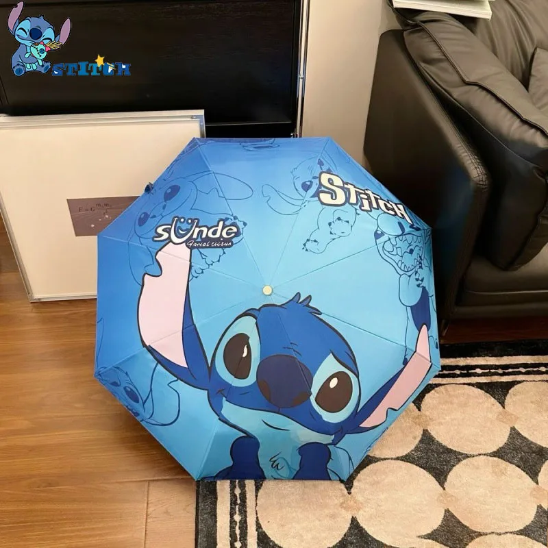 Disney Stitch sombrilla dibujos animados Lilo & Stitch paraguas protección UV 3 sombrilla portátil plegable para mujeres y niños regalos