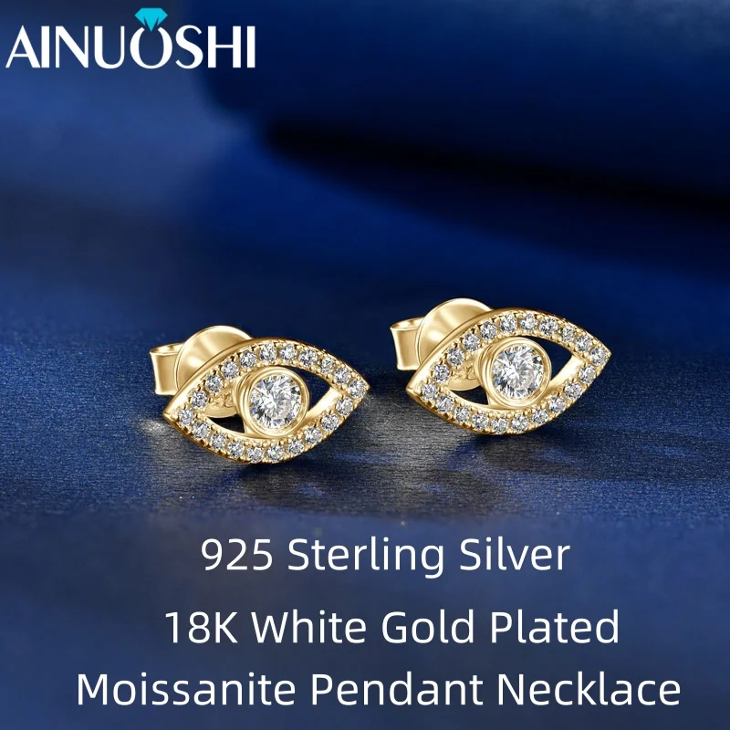 

AINUOSHI Sparkling Full Moissanite Earrings for Women 925 Sterling Silver Religion Earrings 18K White Gold Female Jewelry Gifts