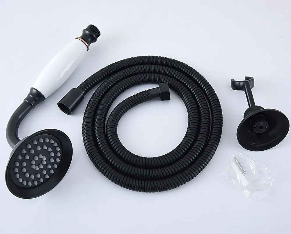 

Black Oil Rubbed Bronze Bathroom Hand Held Shower Head & Wall Holder Bracket & 1.5M Shower Hose Set Dhh066