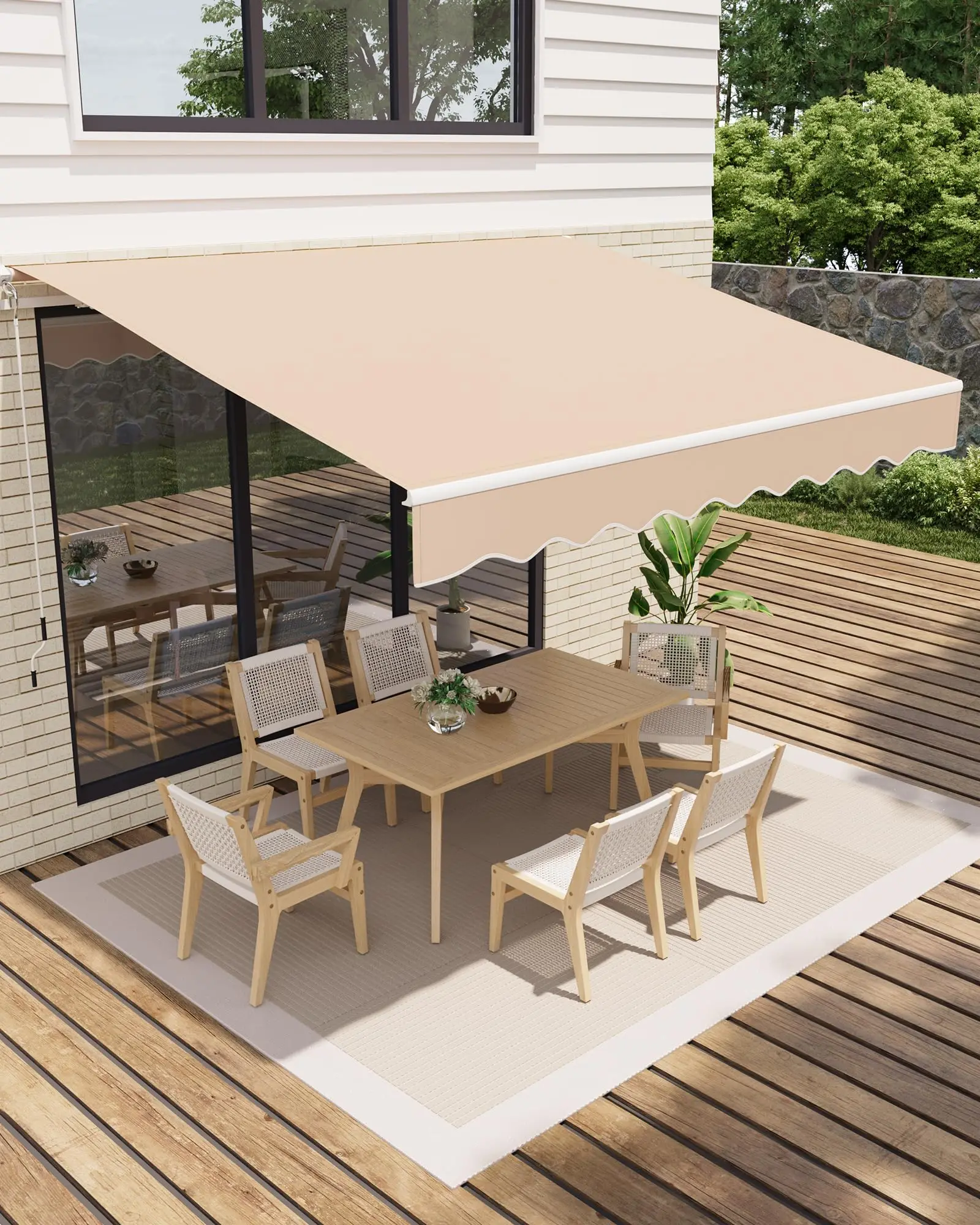 Tenda da sole a braccio articolato 350x250 cm – protezione solare UV50+, poliestere impermeabile 280g/m², angolo di inclinazione 0–52 ° , struttura in alluminio e acciaio, regolabile con manovella per