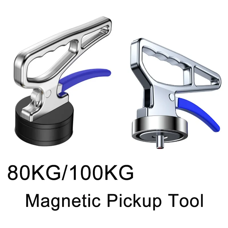80KG/100KG Strong Magnetic Pickup Tool with Quick Release Handle Portable Lifting Magnet for Welding Positioning Laser Cutting