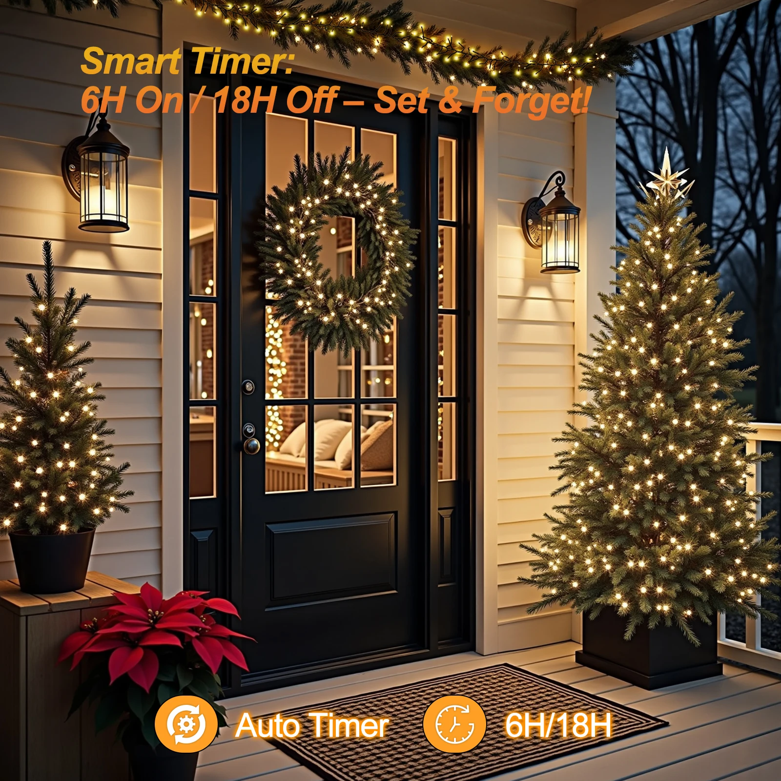 24.6FT 500 LED String Lights – Halloween Christmas Fairy Lights, Max 2 in Series, IP54 Waterproof & Snowproof, 8 Modes, DIY Decoration for Home Garden Wedding Birthday Party New Year Garland Indoor Outdoor