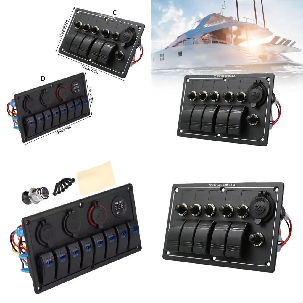 

Морская панель кнопки банды ранга 8 с голубой подсветкой СИД и 2 портами 12В 24В USB