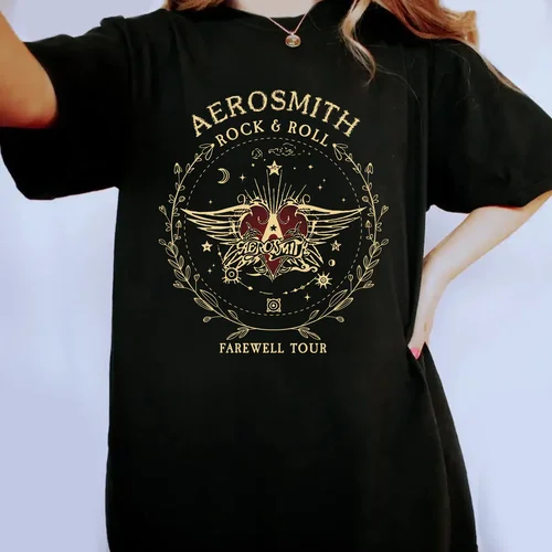 Imagen 2 del producto Camiseta Vintage de manga corta académica oscura para mujer, camiseta de Aerosmith Farewell Tour Hard Rock, ropa de fantasía Y2K, parte de arriba ropa informal