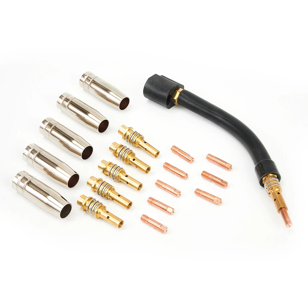 

Gas Nozzle Welding Accessories Gooseneck Holder 0.8mm 21PCS Air Cooled Contact Tip For Welder MB15AK Mag Set Torch