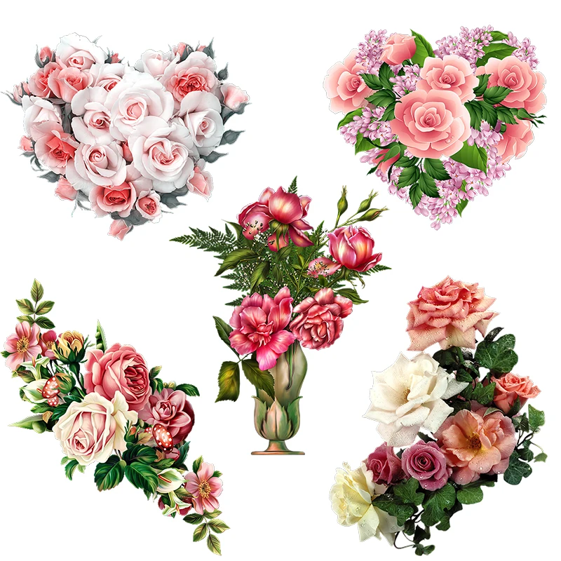 Three Ratels QCF212 Classical style rose bouquet wall sticker art for home decoration Toilet Decal Waterproof Wallpaper