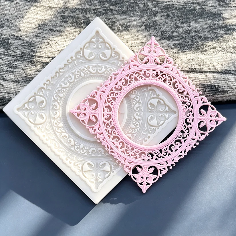 Photo Frame Lace Silicone Sugarcraft Mold Resin Tools Cupcake Baking Mould Fondant Cake Decorating Tools
