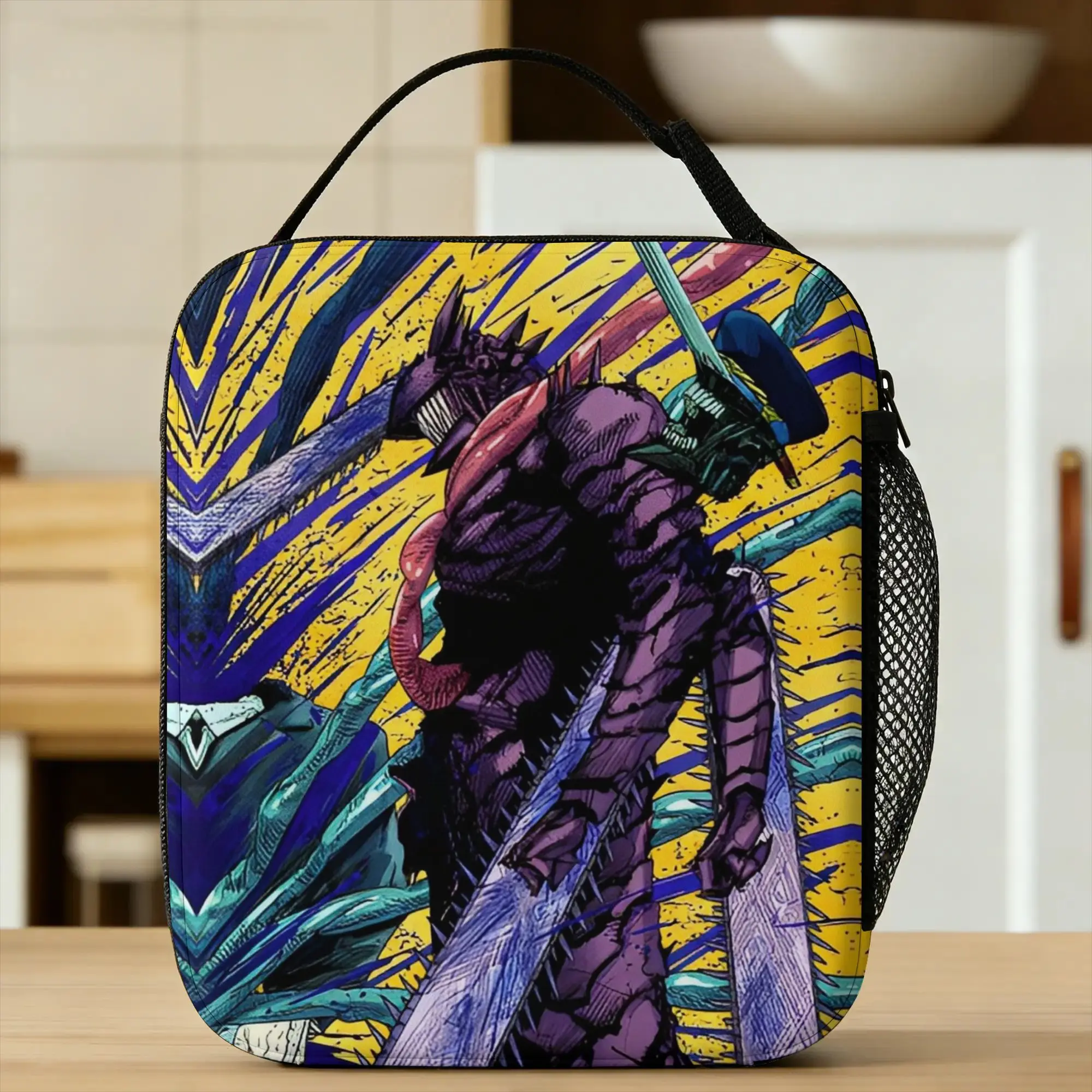 Anime C-Chainsaws Man Insulated Lunch Bag Cooler Bag Reusable,Meal Container  High Capacity Tote Lunch Box Food Storage Bags