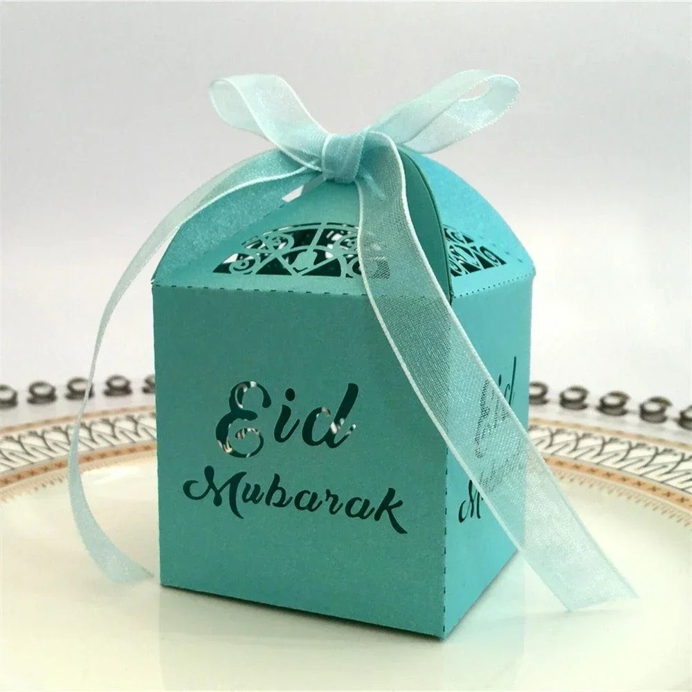 10pcs Laser Cut Gift Box Ramadan Decoration Candy Box for Eid Mubarak Hajj Ramadan Party Muslim Event Party Favors Decorations