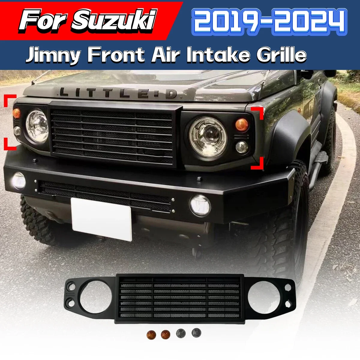 For Suzuki Jimny 2019 2020 2021 2022 2023 2024 Front Air Intake Grille Racing Grill Upper Bumper Hood Mesh Grid Auto Accessories