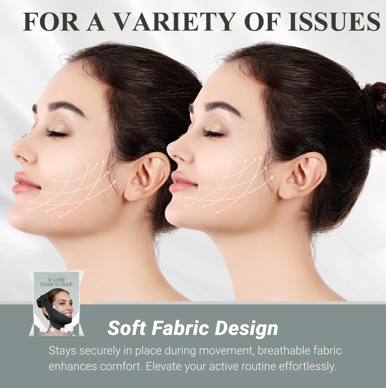 قناع شد الوجه قابل لإعادة الاستخدام بحزام الذقن على شكل حرف V، مشكل فكي قابل للتعديل للذقن المزدوجة للنساء #5