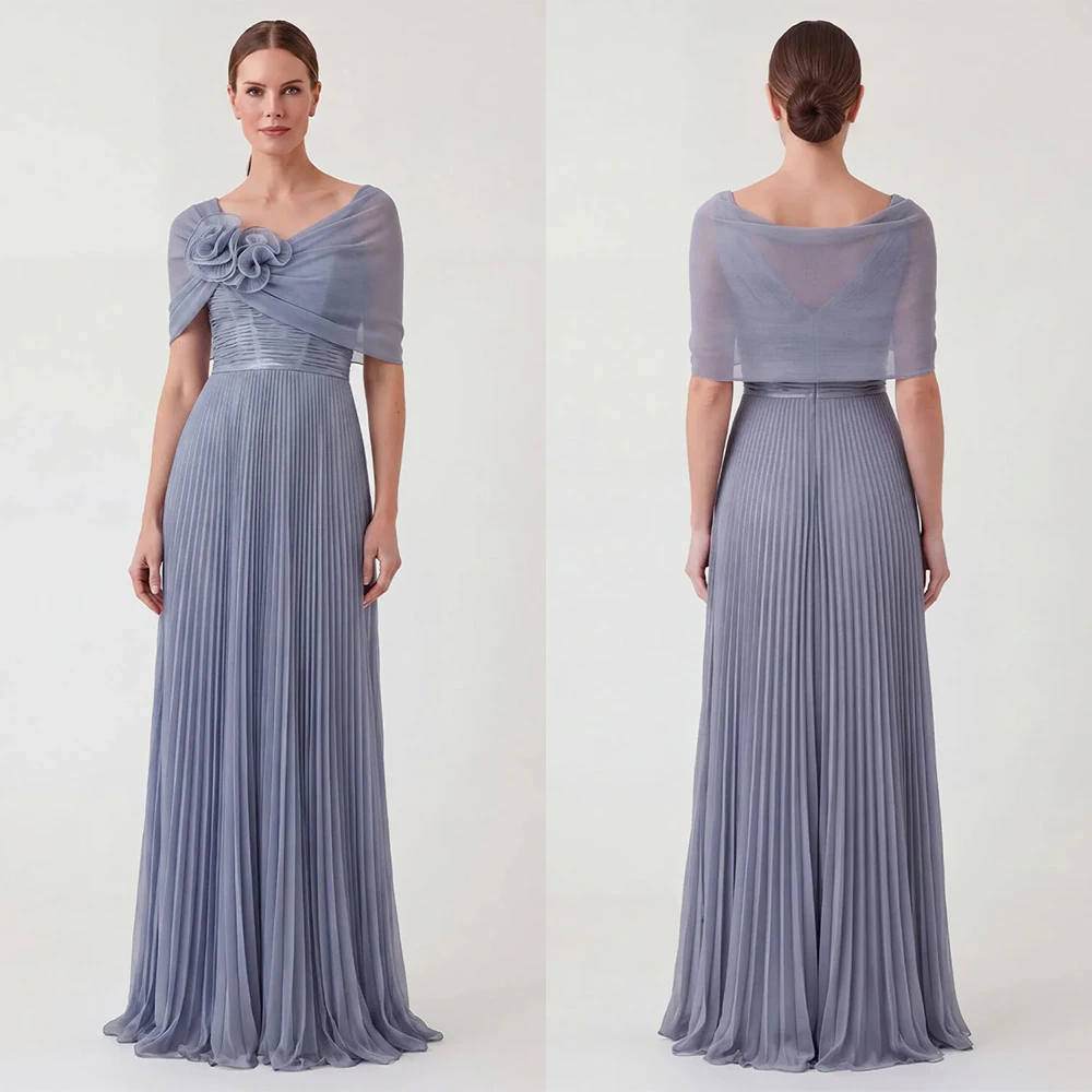 Customized V-neck Floor Length Flowers Pleat Woman Платье Корейский Стиль Kate Middleton Dress Vestido De Festa De Casamento