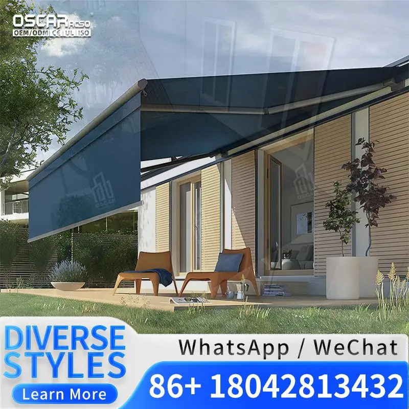 Motorized Retractable Aluminum Awnings for Rain Cover Outdoor Patio Balcony in US EU Retractable Awning