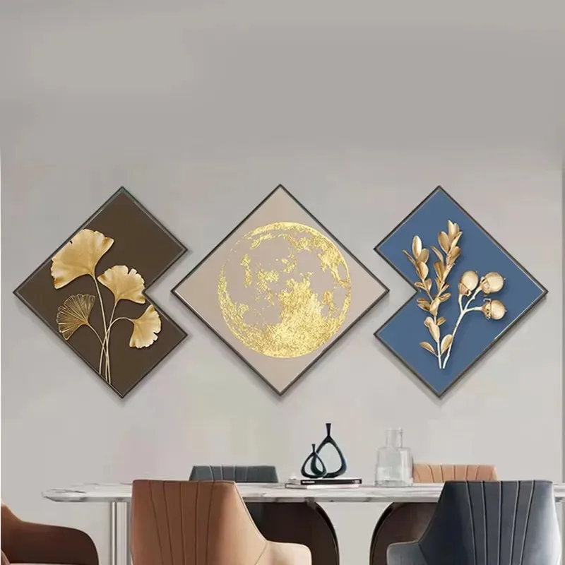 Modern Metal Home Decor Crystal Porcelain Paintings Murals for Living Room Wall Art