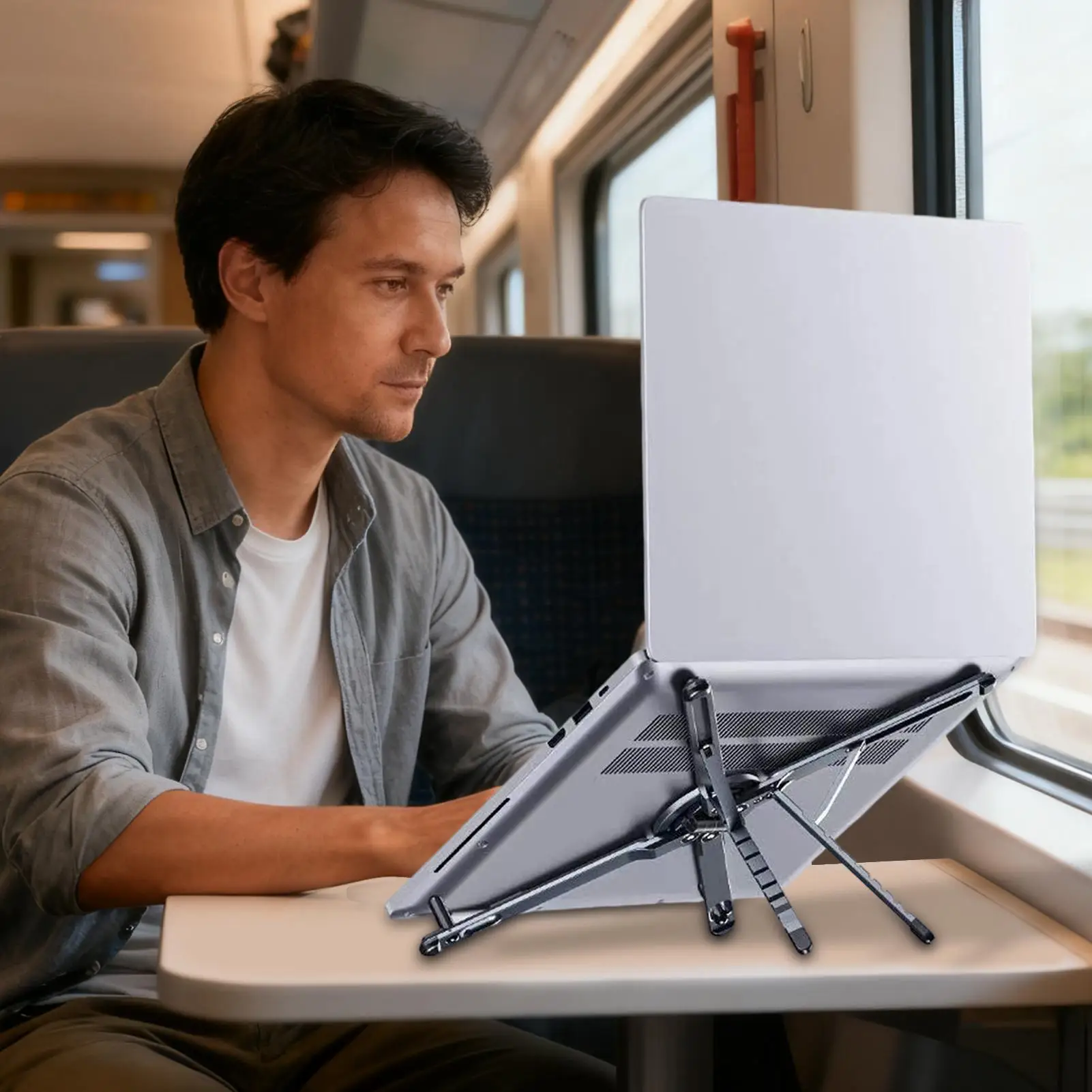 

Tablet Stand For Desk Magnetic Foldable Lightweight Laptop Tablet Holder Magnetic Phone Tripod Holder For Travel Office Outdoor