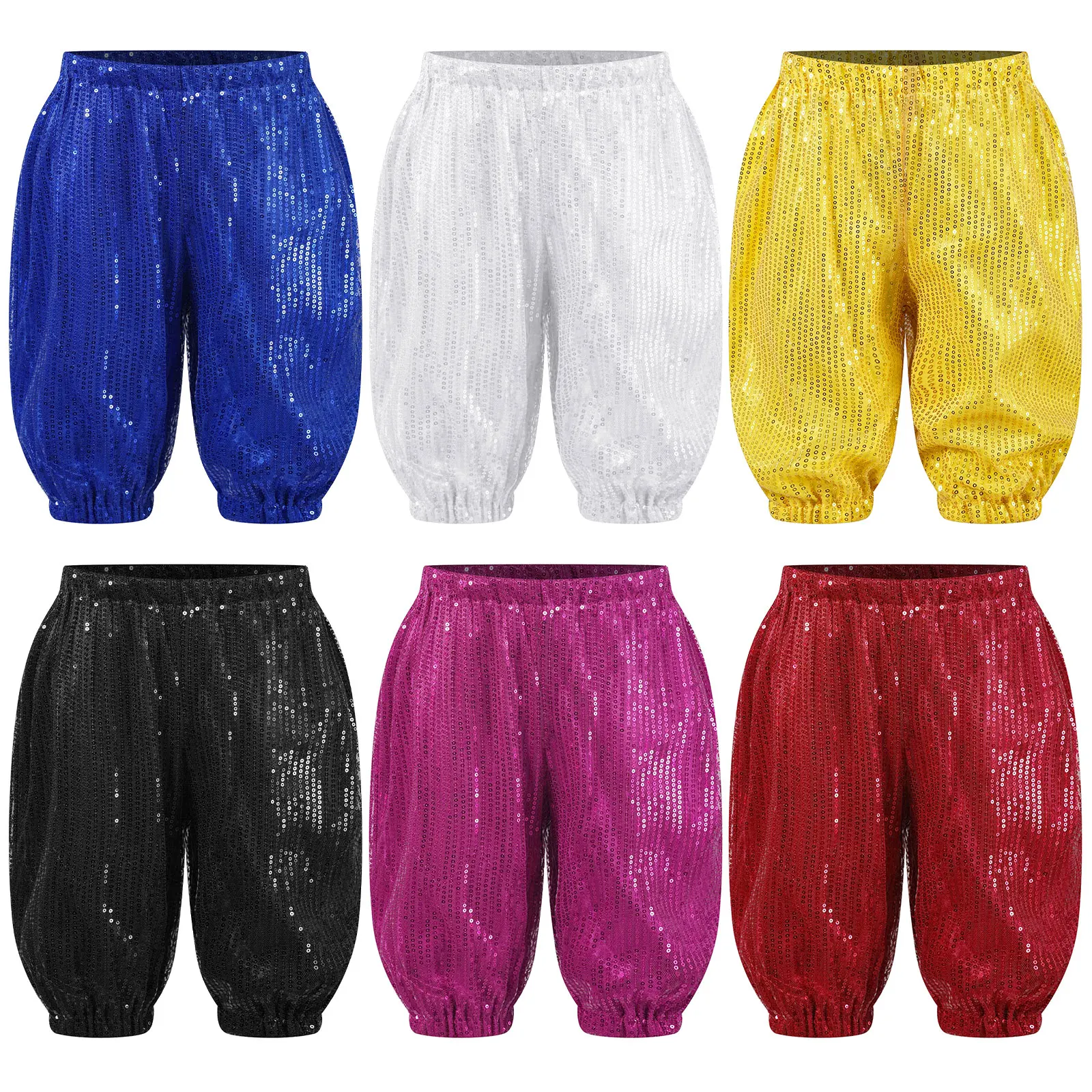 

Fashion Sequins Shorts Pants for Kids Girls Boys Hip-hop Jazz Dance Cheerleading Stage Performance Bottoms Street Dancewear