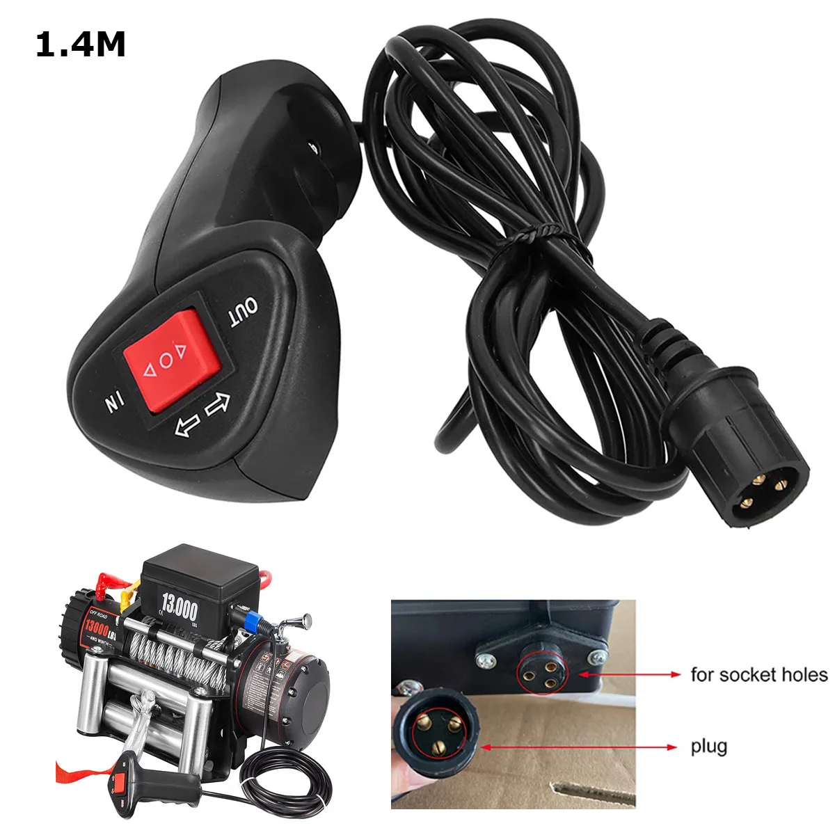 Universal Electric Car Winch Remote Controller Handheld Winch Controller 1.5m Control Switch for 6000-13000LBS Off‑Road Vehicle