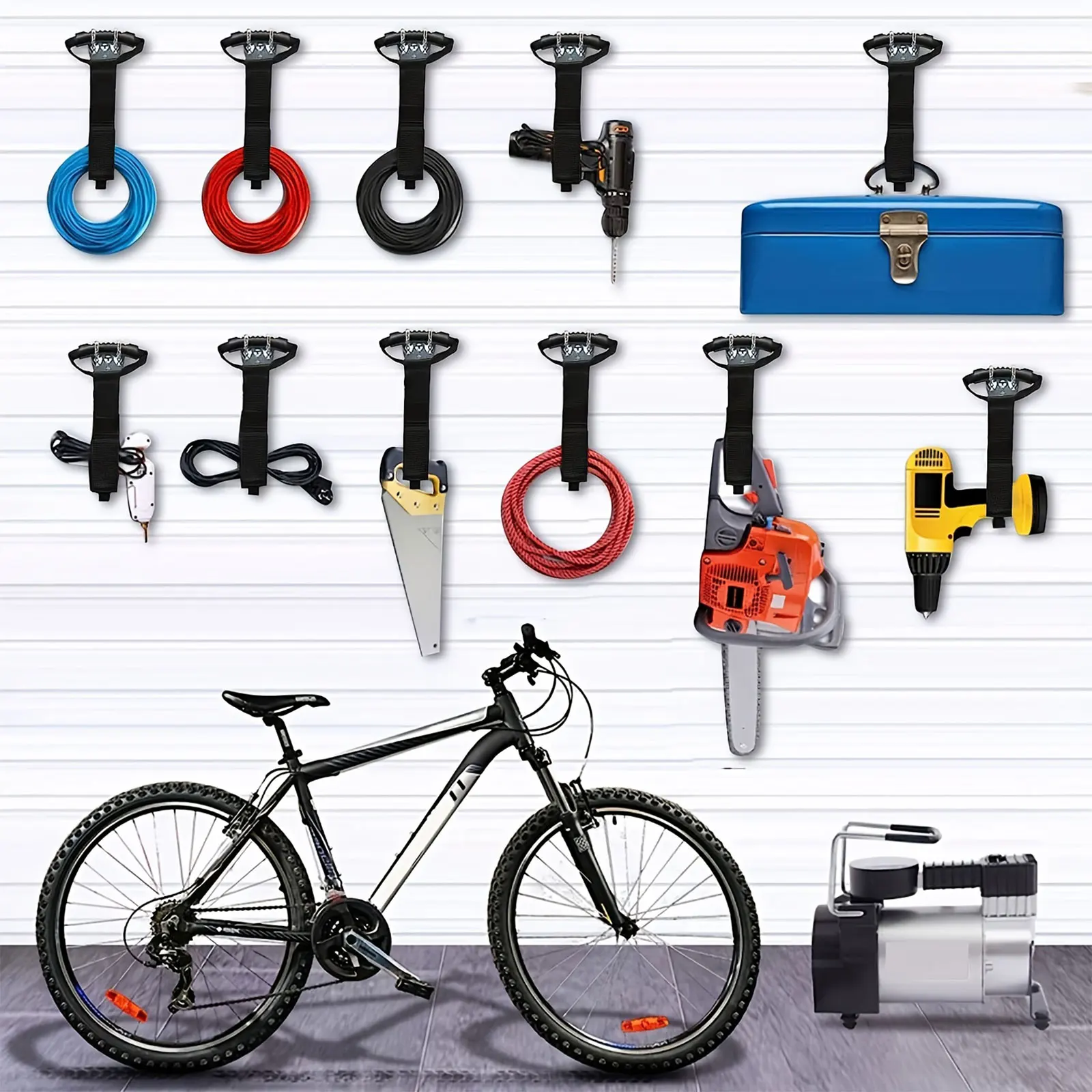 22 inch Black - Storage Straps by Storage -Extension Cord Organizer Vacuum Hose Holder Shop Storage Water Hose Organizer