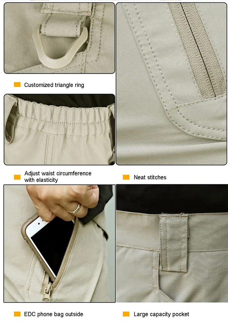 Men's Summer Softshell Elastic Cargo Tactical Militry Short Pants Multi-Pockets Hiking Camping Climbing Quick Dry Casual rousers