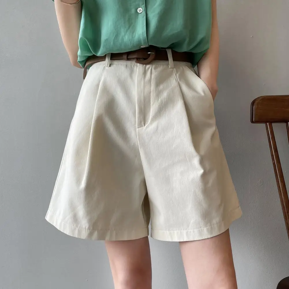 

Ol Commute Shorts Stylish Summer Women's High Waist A-line Shorts with Pockets for Office Wear Commute Knee Length Cargo for A