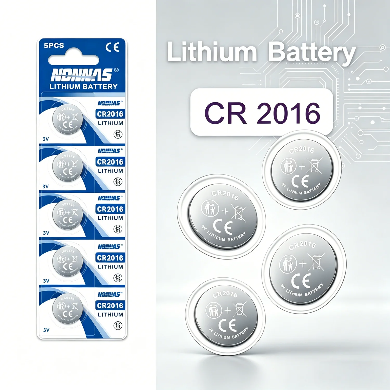 5-100Pcs CR2016 3V Lithium Coin Cell Button Battery DL2016 BR2016 5000LC For Watch Car Key Fob Remote Clock Electronic Device