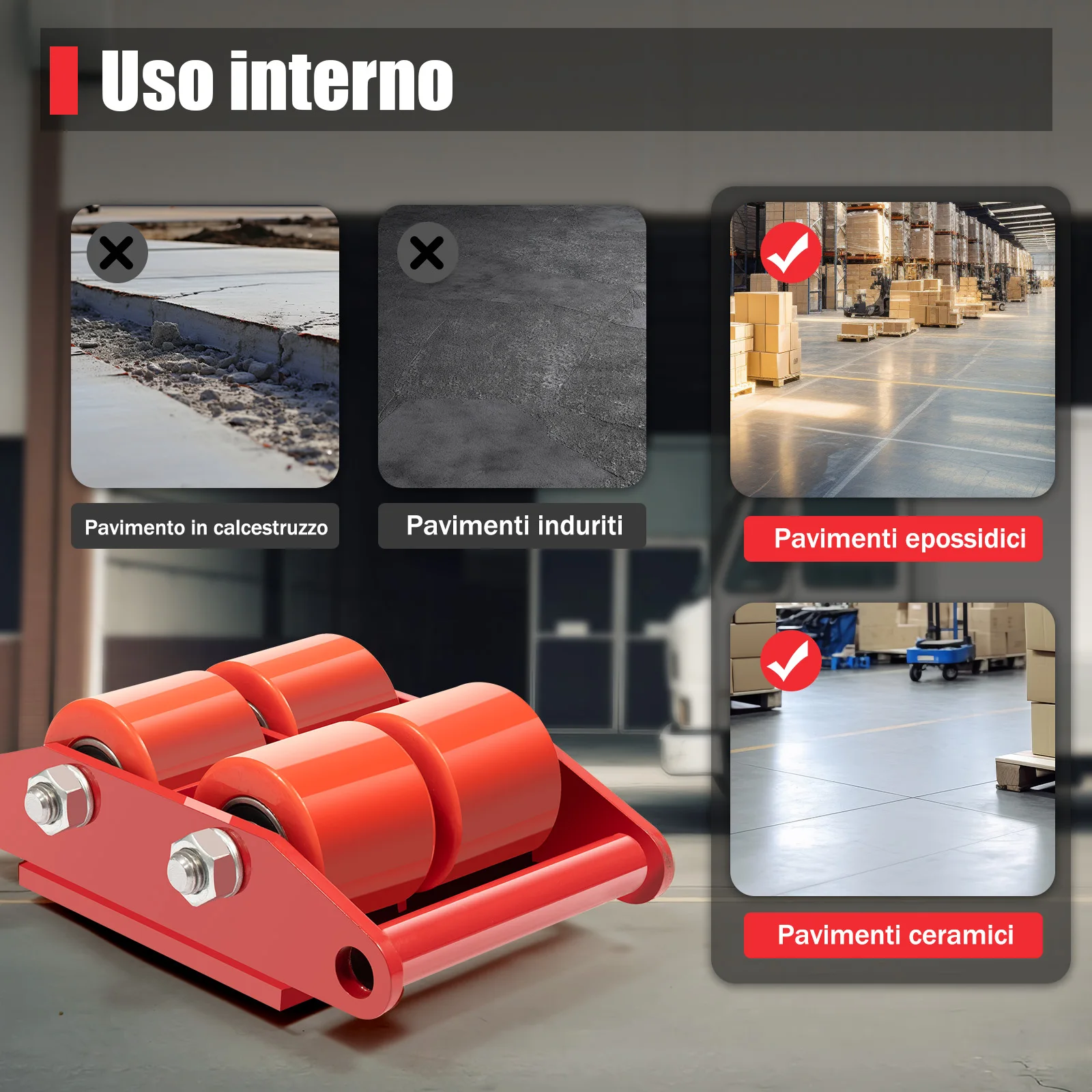 Carretilla De Paletización Industrial 6T Para Maquinaria, Carro De Transporte De Carga Pesada Con Giro De 360 Grados, Rojo — -79%, 77.49€ Coupon, from 20.39€ – 79% descuento – €20.39
