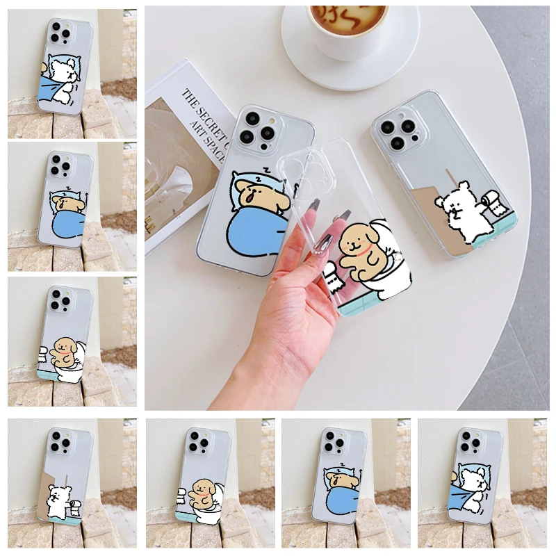 

The Escaping Little Bear Phone Case For IPhone 17 Pro Max 16 17 15 Pro 14 13Plus 12Mini 11 16E 17Air 13 Transparent Soft Covers