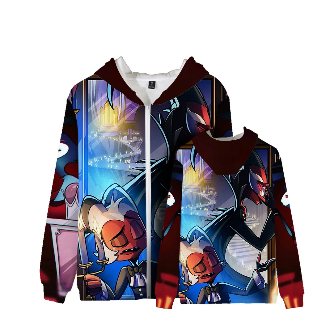 Game Anime Helluva Merch Cosplay Kostuum Volwassen Mannen Jongens Cartoon Hoodies Jas Met Rits Bedrukte Outwear Dagelijkse Outfits