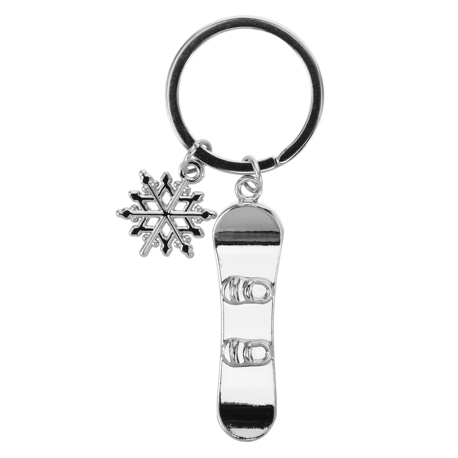 

Simulation Snowboard Keychain with Snowflake Pendant Fine Craftsmanship Lightweight Portable Bag Decor for Winter Sports Fans
