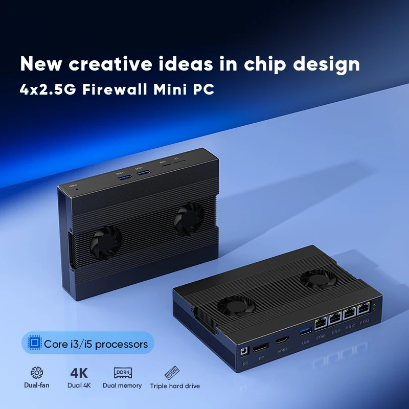 2025 Intel i5-8250U i3-8130U Mini PC Micro Firewall Apparecchio 4 * i226 Porte LAN Alimentazione su Ethernet Mini Computer Server domestico