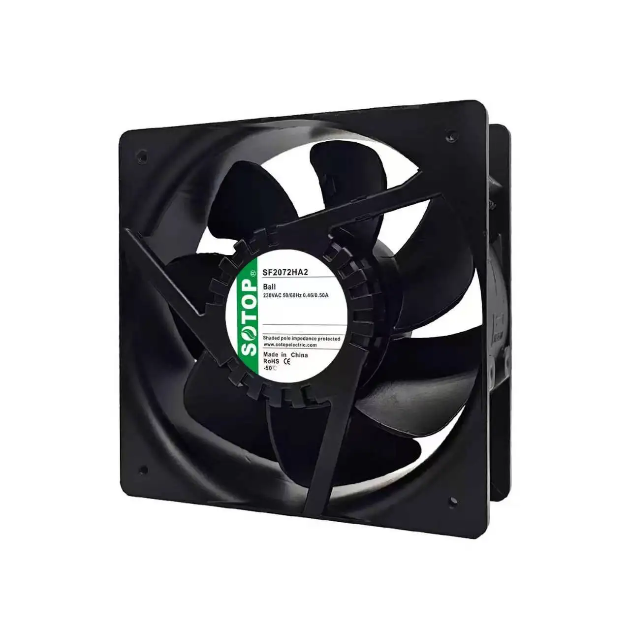 For SOTOP SF2072HA2 AC 230V 50/60Hz 0.46A 0.50A Ball Bearing High Power Industrial Cabinet Axial Cooling Fan CE RoHS