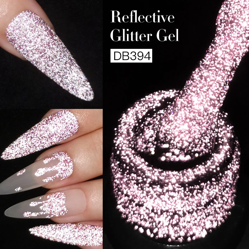 6ml Mtssii Reflective Glitter Gel Pink Sequins Gel Nail Polish Soak Off UV Nail Gel Semi-permanent Nail Art Decoration