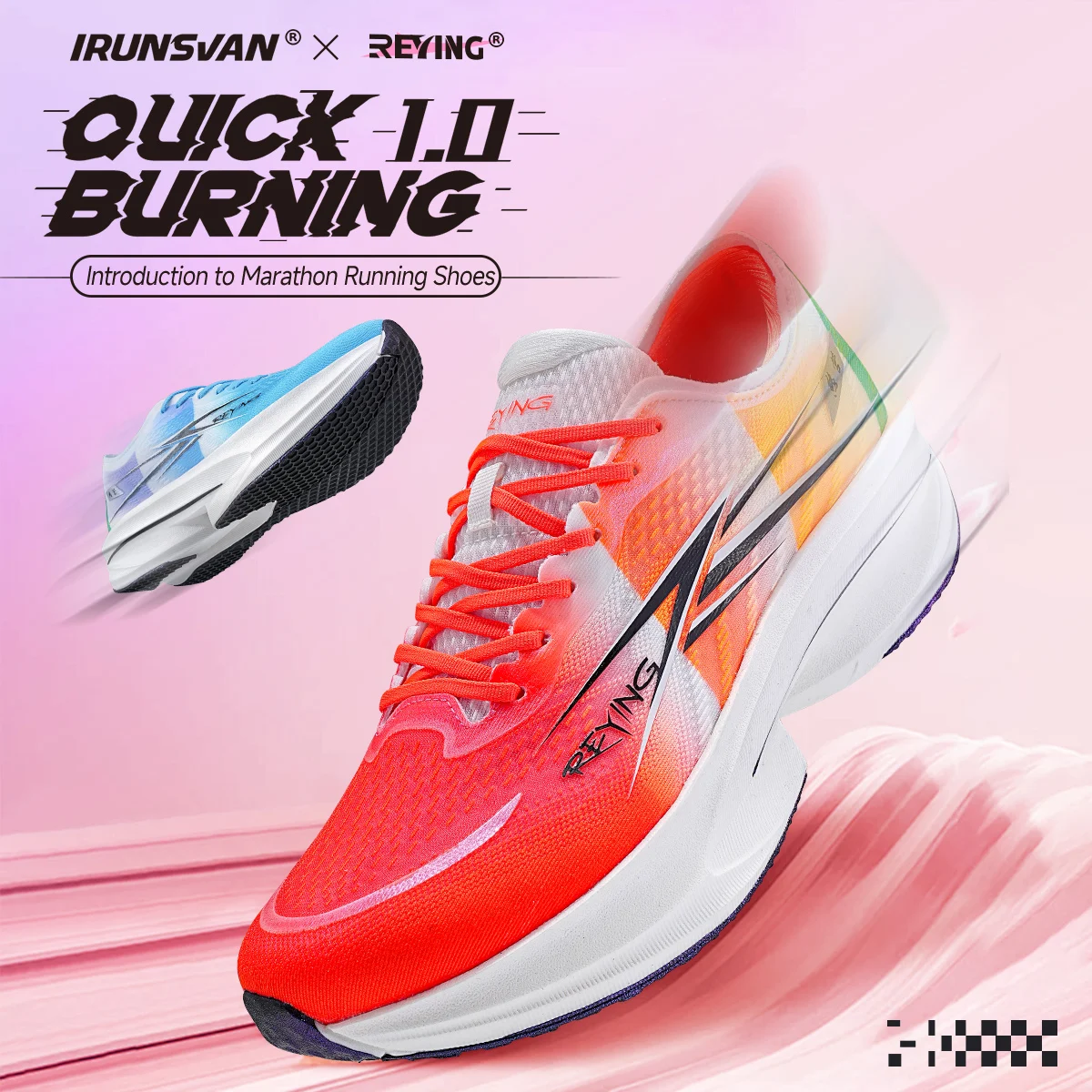 

IRUNSVAN 2025 Fast Burning 1.0 Carbon Fiber Professional Marathon Shoes for Students Race Running Shoes for Men and Women