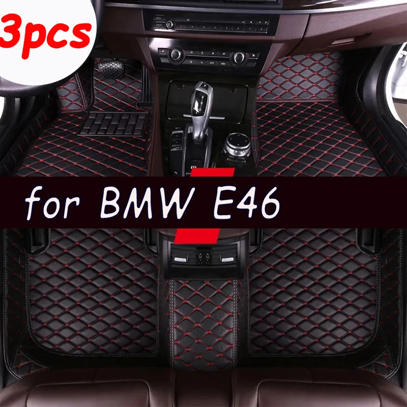 Custom Automotive Car Floor Mats For BMW E46 1998 1999 2000 2001 2002 2003 Auto Luxury Leather Men Women Car Mats Full Coverage