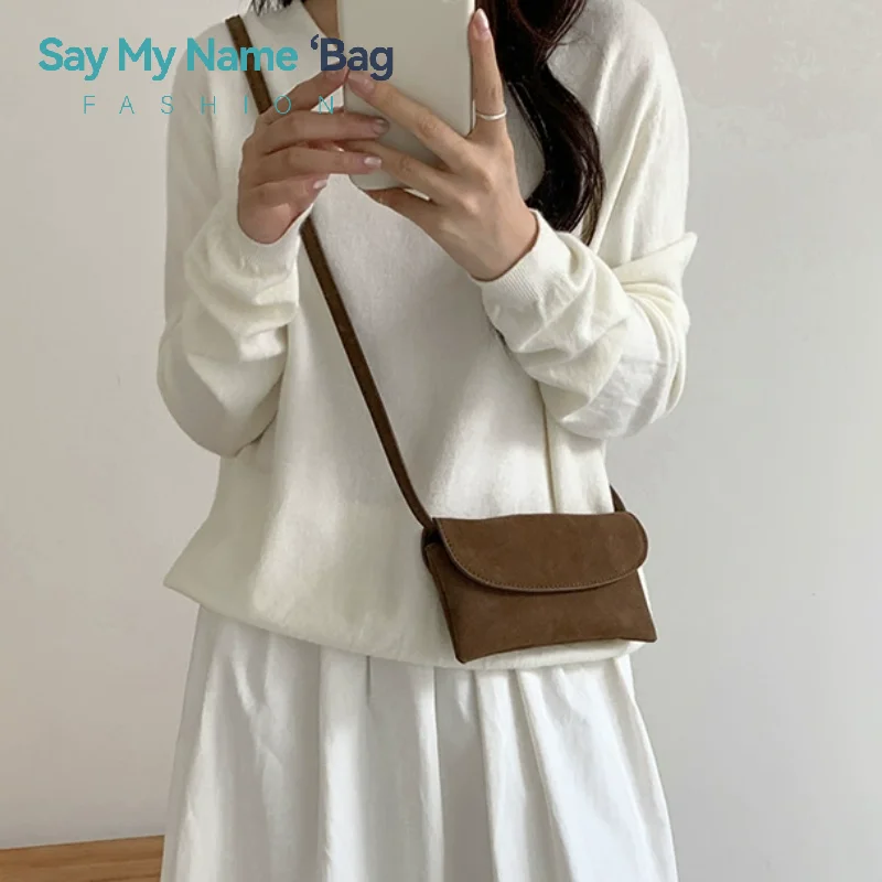 

﻿ Women's Crossbody Phone Bag Suede Texture Single oulder Key Holder Lightweight Color Simple Design Autumn Winter New