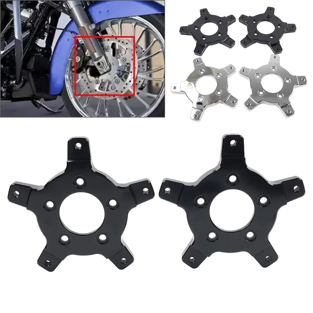 2 Pcs Motorcycle Enforcer Brake Rotor Adapter Aluminum For Harley Touring Street Glide Special FLHXS FLHX 2014-2023 Black/Chrome