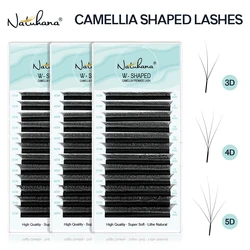 NATUHANA W-shape Matte Eyelash Extension 3D 4D 5D W Camellia Eyelashes Premade Volume Fan Soft Mink False Lashes