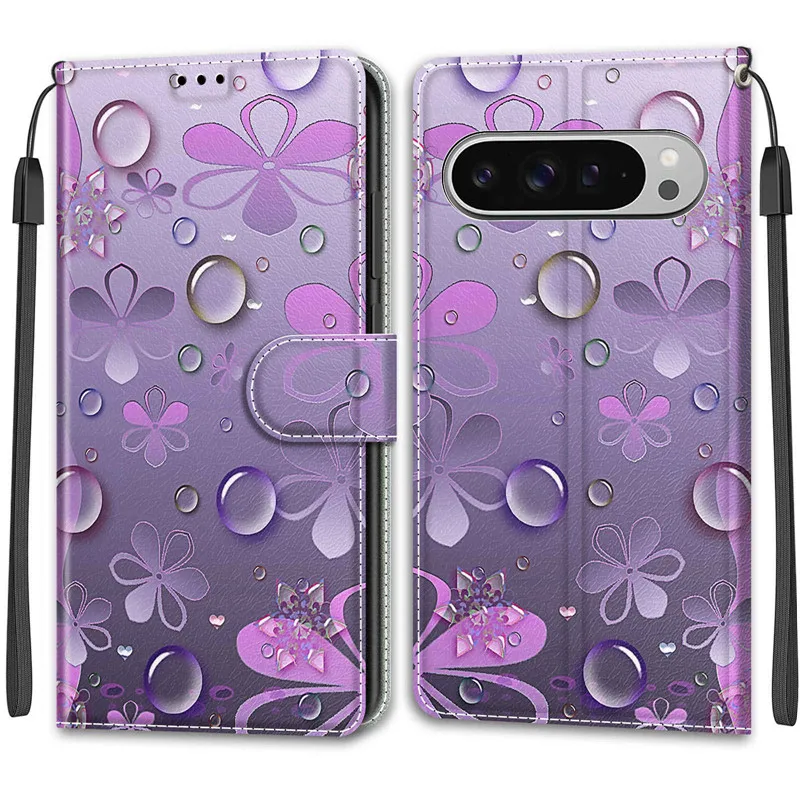 Flower Pattern Flip Case For Google Pixel 9A 8A 7A 7 8 9 Pixel9 Pro XL Pixel9a Wallet Leather Phone Cases Stand Book Cover Bags view 4
