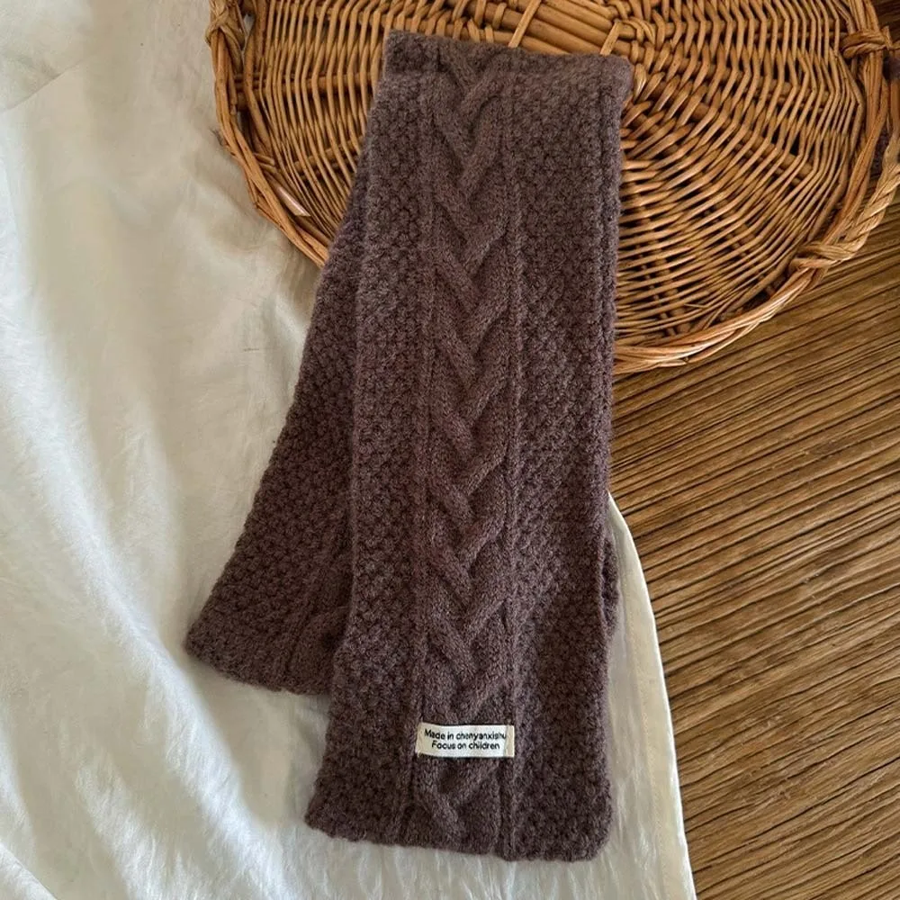 Versatile Elastic Children Knitted Scarf Trendy Solid Color Kids Woven Neckerchief Long All-match Winter Cross Muffler Boys