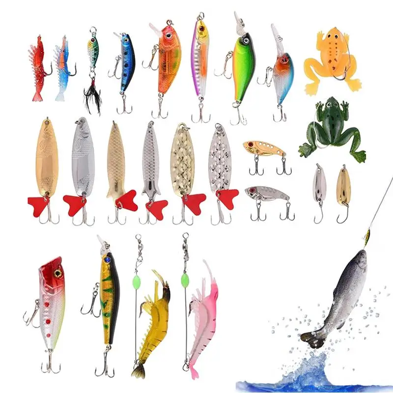 Fishing Advent Calendar 24-Day Fishing Calendar Countdown Calendar Holiday Countdown Fishing Lures Set Freshwater Fishing Lures