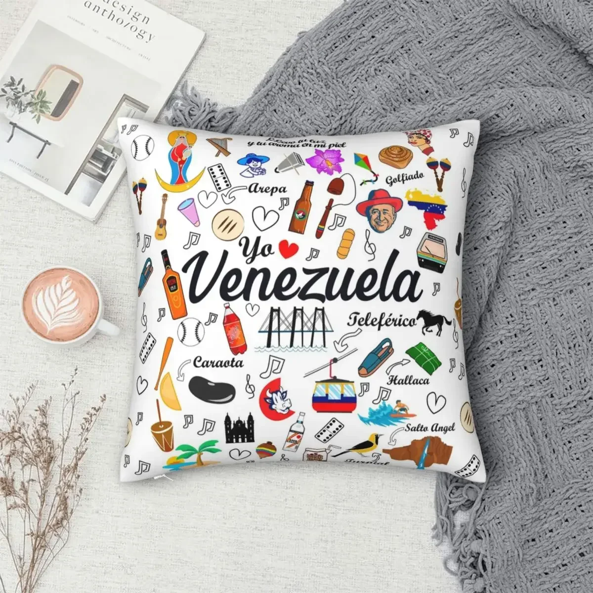 4 Pcs - 45CM - Venezuela Pride Square Pillowcase Two Side Printing Decorative Cushion Cover Home Floral Pillow Case For Car Sofa