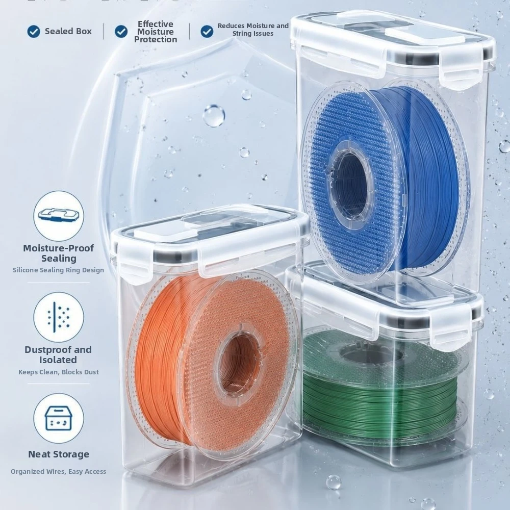 Transparent Filament Container Dustproof Airtight 3D Printing Container Moisture Proof Filament Storage Organizer