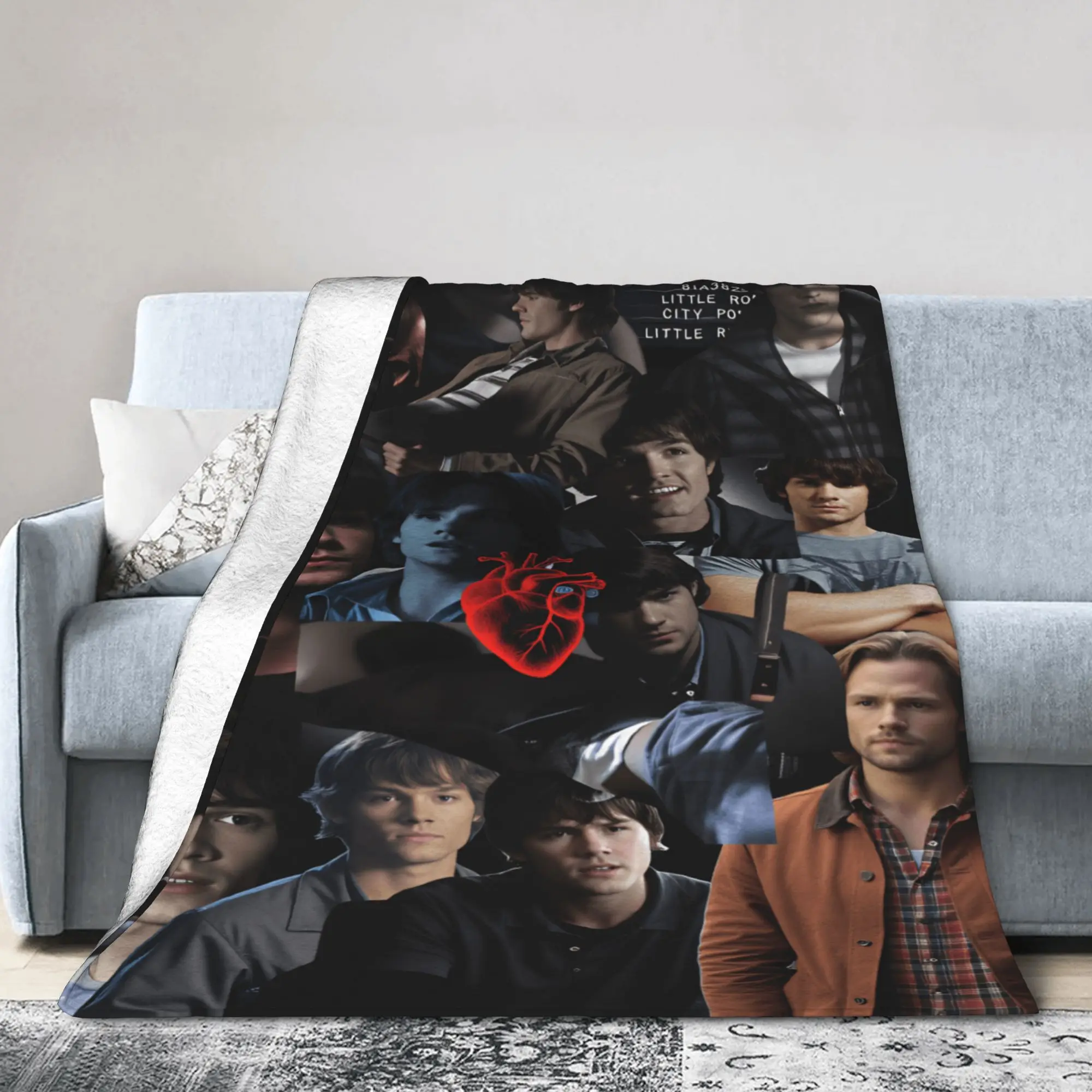 Sam Winchester Supernatural Blanket  Travel Office Flannel Throw Blanket For Home Decor Super Warm Custom Quality Bedspread Gift